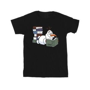 Frozen II Mens Olaf Reading Cotton T-Shirt / Black